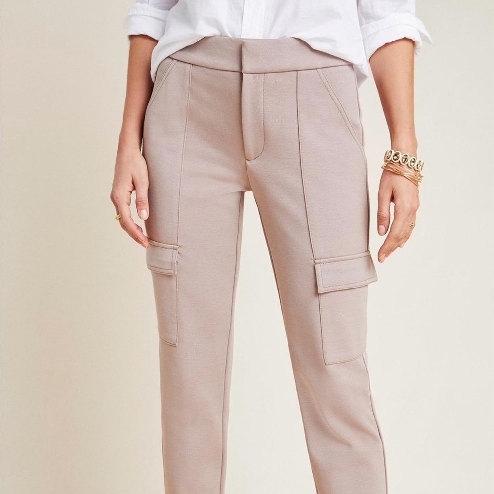 Anthropologie The Essential Knit Cargo Pants in Taupe Size 10 Office Work Casual - Picture 2 of 8